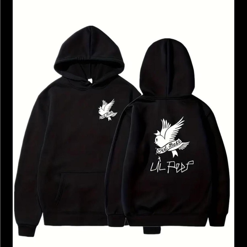 Black Hoodie with Bird Graphic
